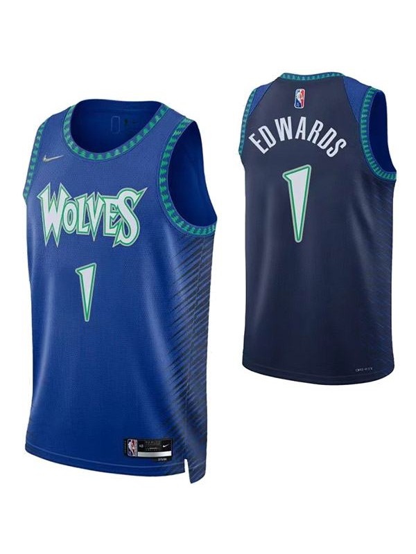 Minnesota Timberwolves 1 Edwards jersey blue basketball uniform swingman kit limited edition shirt 2022-2023