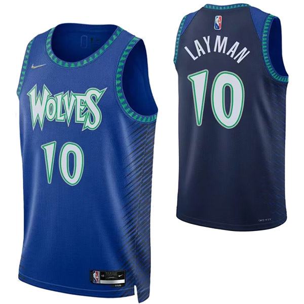 Minnesota Timberwolves 10 Layman jersey blue basketball uniform swingman kit limited edition shirt 2022-2023