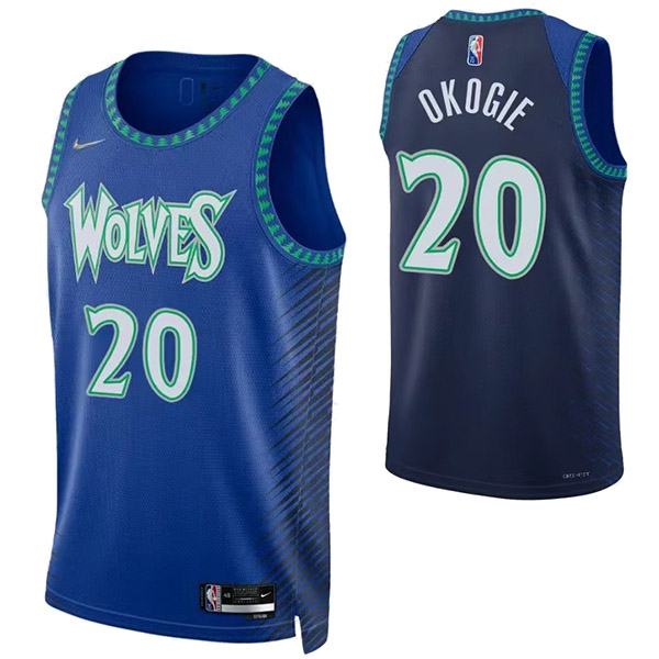 Minnesota Timberwolves 20 Okogie jersey blue basketball uniform swingman kit limited edition shirt 2022-2023