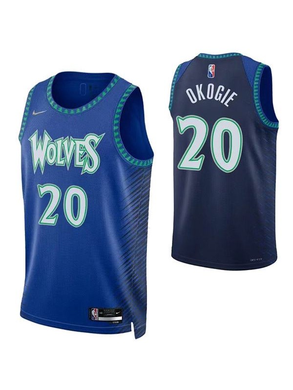 Minnesota Timberwolves 20 Okogie jersey blue basketball uniform swingman kit limited edition shirt 2022-2023