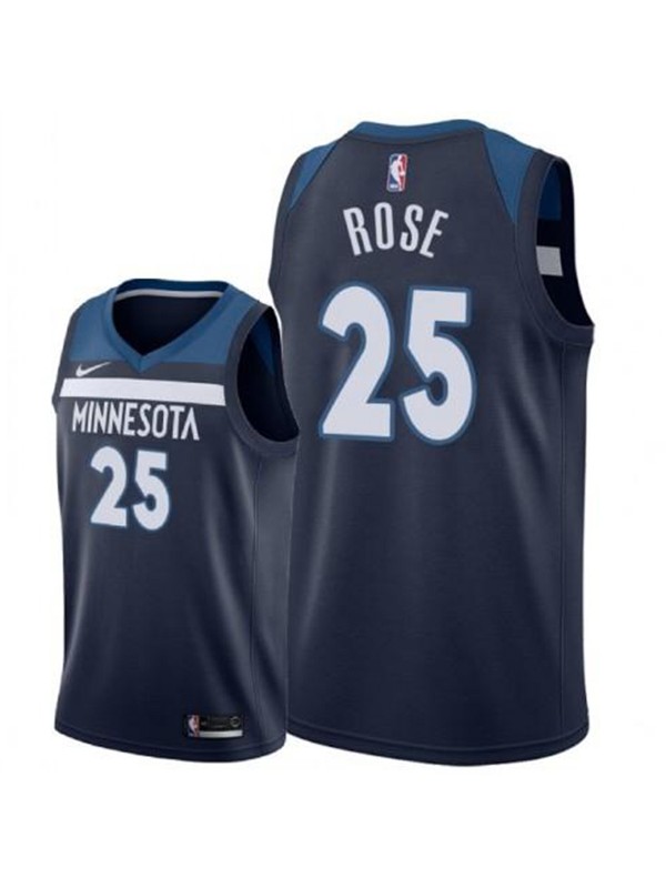 Minnesota Timberwolves 25 Derrick Martell Rose maillot ville uniforme de basket-ball swingman édition limitée kit chemise marine 2022