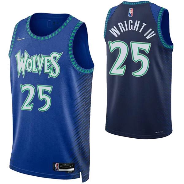 Minnesota Timberwolves 25 Wright iv jersey blue basketball uniform swingman kit limited edition shirt 2022-2023