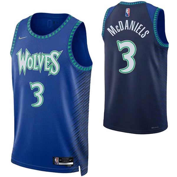 Minnesota Timberwolves 3 Mcdaniels jersey blue basketball uniform swingman kit limited edition shirt 2022-2023