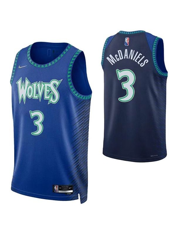 Minnesota Timberwolves 3 Mcdaniels jersey blue basketball uniform swingman kit limited edition shirt 2022-2023