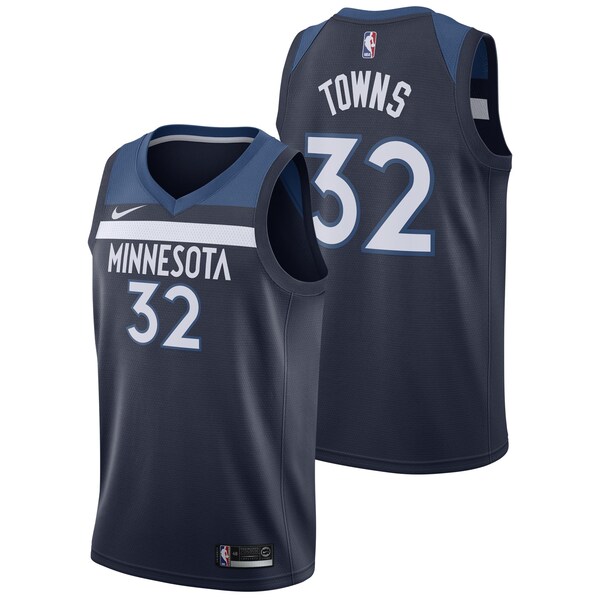 Minnesota Timberwolves 32 Karl-Anthony Towns maillot de basket-ball de ville pour hommes uniforme swingman édition limitée kit chemise marine 2022