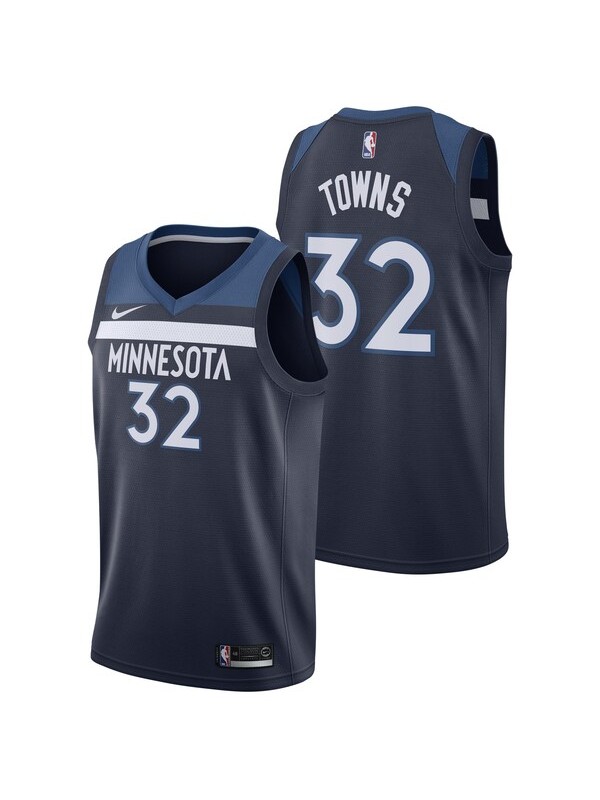 Minnesota Timberwolves 32 Karl-Anthony Towns maillot de basket-ball de ville pour hommes uniforme swingman édition limitée kit chemise marine 2022