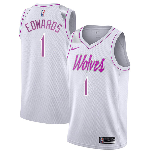 Minnesota Timberwolves 75th Edwards 1# basketball jersey men's white uniform swingman limited city edition kit shirt 2022-2023