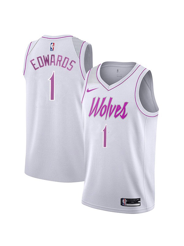 Minnesota Timberwolves 75th Edwards 1# basketball jersey men's white uniform swingman limited city edition kit shirt 2022-2023