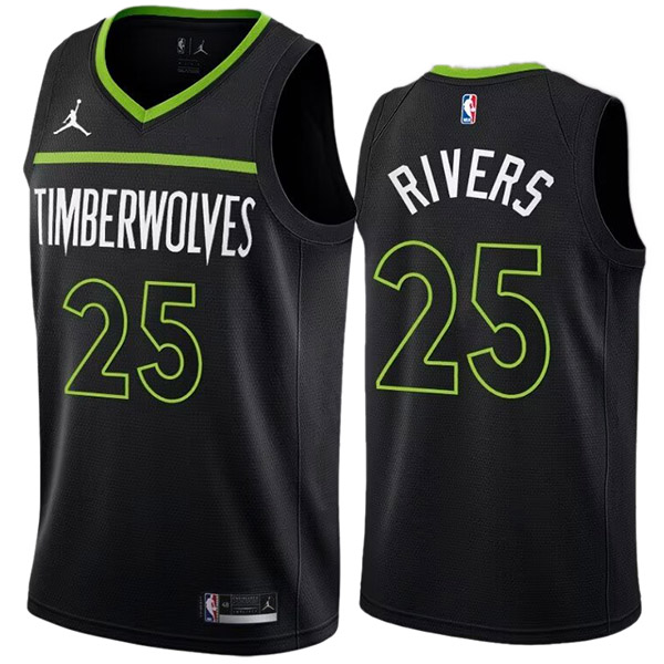 Minnesota timberwolves Austin Rivers 25 city edition jersey men's black swingman limited uniform basketball vest