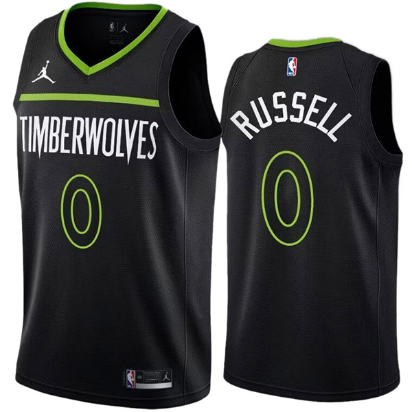 Minnesota timberwolves D'Angelo Russell 0 city edition jersey men's black swingman limited uniform basketball vest