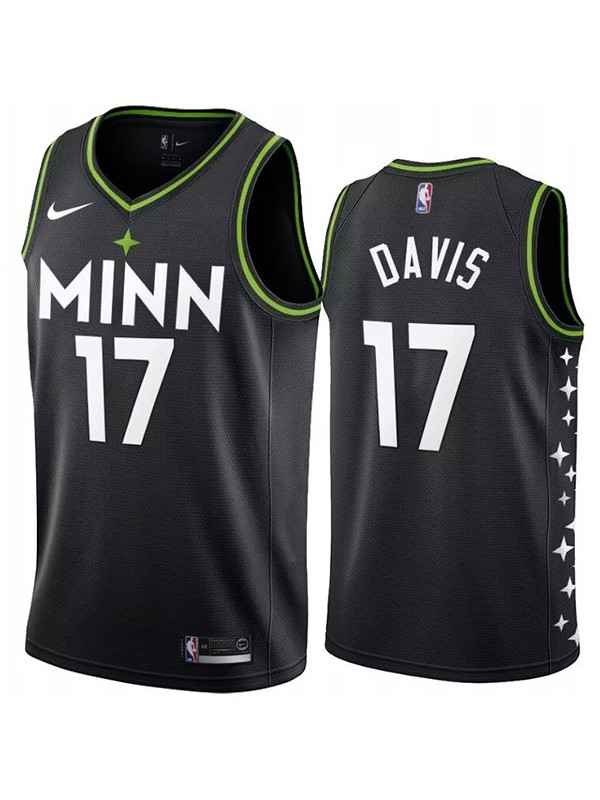 Minnesota timberwolves Ed Davis 17 city edition jersey men's black swingman uniform basketball vest