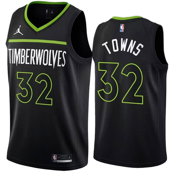 Minnesota timberwolves Karl-Anthony Towns 32 city edition jersey men's black swingman limited uniform basketball vest