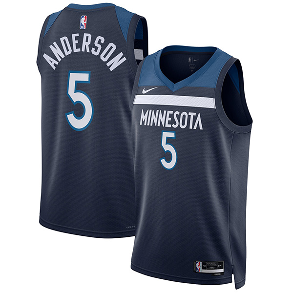 Minnesota Timberwolves Malik Beasley maillot homme ville 5 uniforme de basket-ball swingman édition limitée kit chemise marine 2023