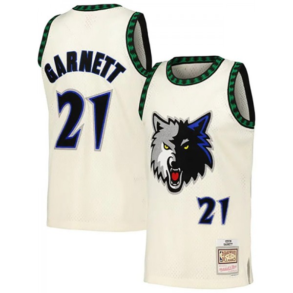 Minnesota Timberwolves Reebok Kevin Garnett 21 maillot rétro blanc déclaration édition swingman uniforme basket-ball édition limitée gilet