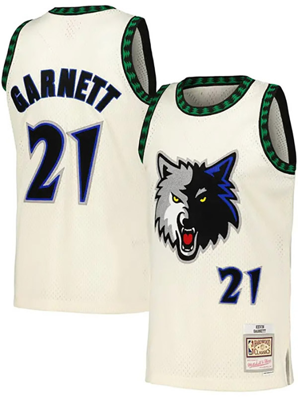 Minnesota Timberwolves Reebok Kevin Garnett 21 maillot rétro blanc déclaration édition swingman uniforme basket-ball édition limitée gilet