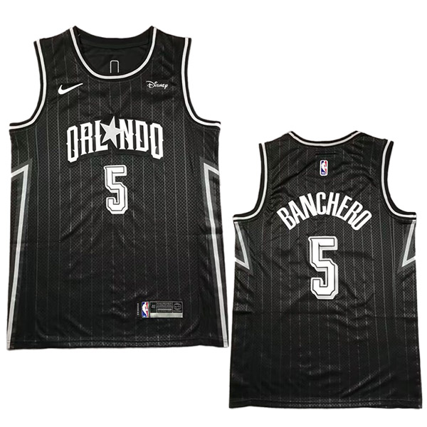 Orlando Magic Paolo Banchero 22 maillot swingman édition ville chemise de basket-ball noire pour hommes, édition limitée 2024