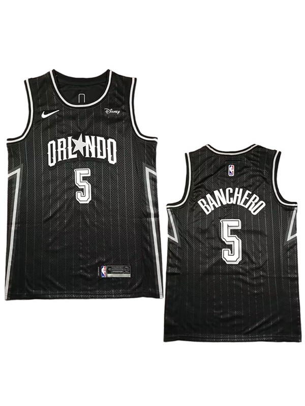 Orlando Magic Paolo Banchero 22 maillot swingman édition ville chemise de basket-ball noire pour hommes, édition limitée 2024