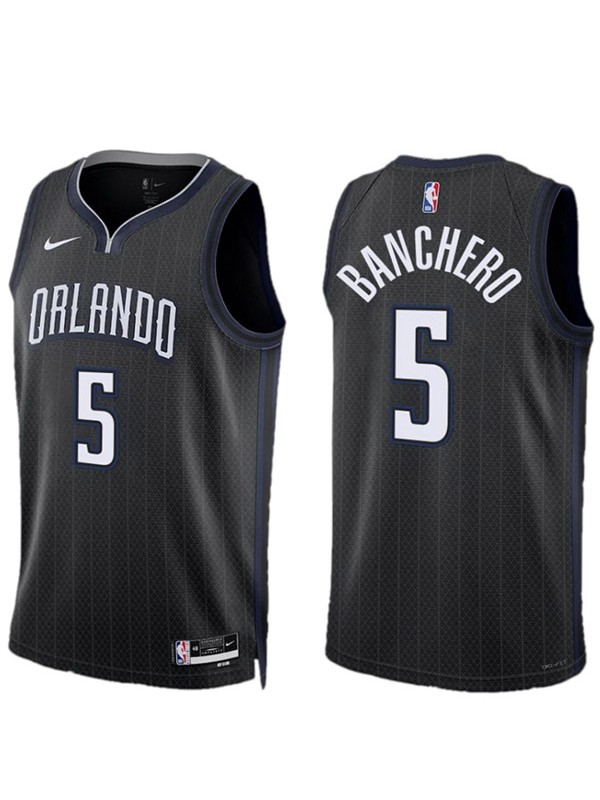 Orlando Magic Paolo Banchero maillot homme ville 5 déclaration uniforme de basket-ball swingman édition limitée chemise noire 2023