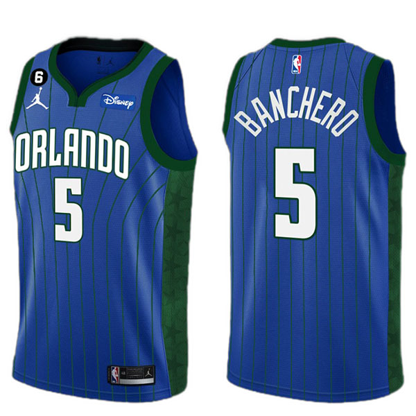 Orlando Magic Paolo Banchero maillot homme ville 5 déclaration uniforme de basket-ball swingman édition limitée chemise bleue 2023