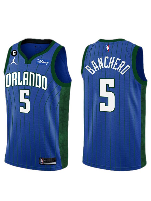 Orlando Magic Paolo Banchero maillot homme ville 5 déclaration uniforme de basket-ball swingman édition limitée chemise bleue 2023