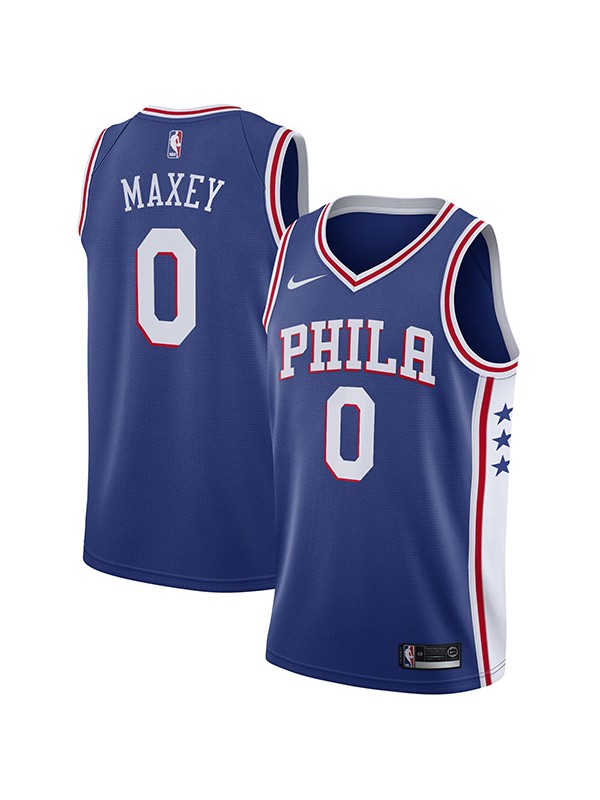 Philadelphia 76ers 0 Tyrese Maxey maillot 75e ville uniforme de basket-ball swingman édition limitée kit chemise bleue 2022