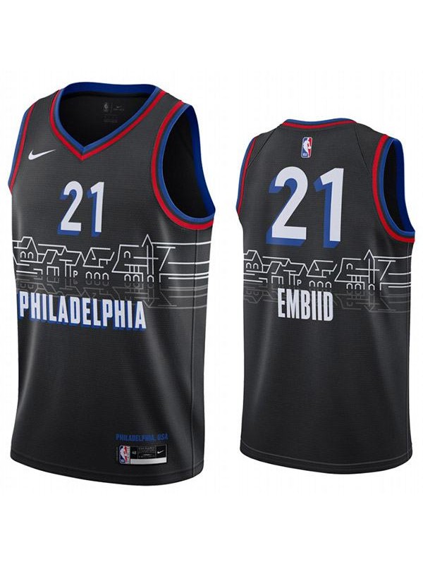 Philadelphia 76ers 21 Emblld nba basketball swingman city jersey boathouse row black edition shirt 2021