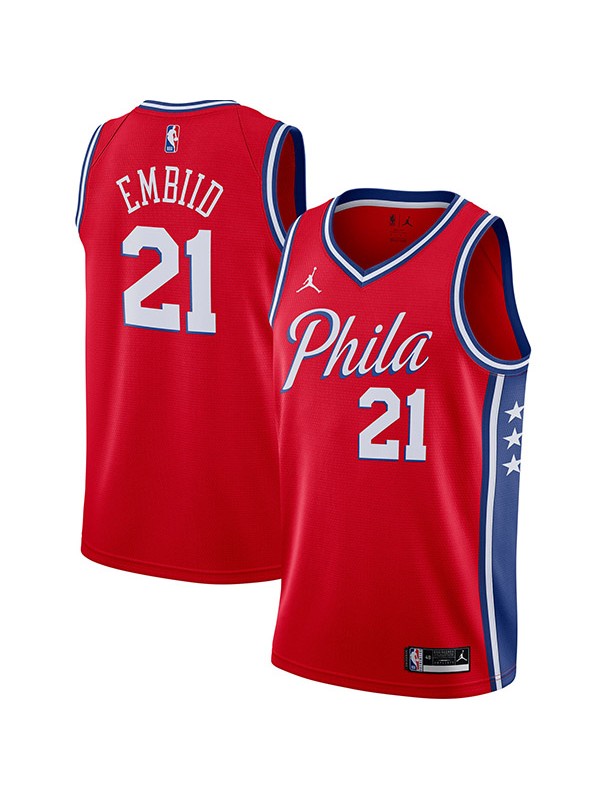 Philadelphie 76ers 21 Joel Embiid maillot 75e ville uniforme de basket-ball swingman édition limitée kit chemise rouge 2022