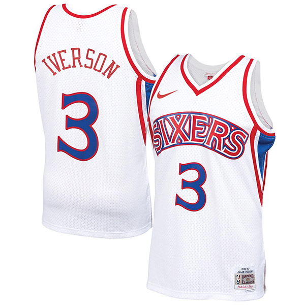 Philadelphie 76ers 3 Allen Iverson maillot rétro pour hommes édition limitée uniforme blanc maillot de basket-ball 1996-1997