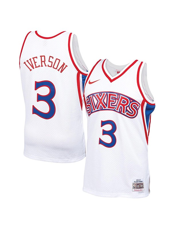 Philadelphie 76ers 3 Allen Iverson maillot rétro pour hommes édition limitée uniforme blanc maillot de basket-ball 1996-1997