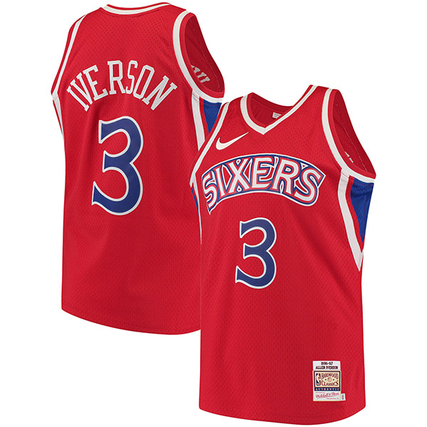 Philadelphie 76ers 3 Allen Iverson maillot rétro pour hommes édition limitée uniforme bleu maillot de basket-ball 1996-1997