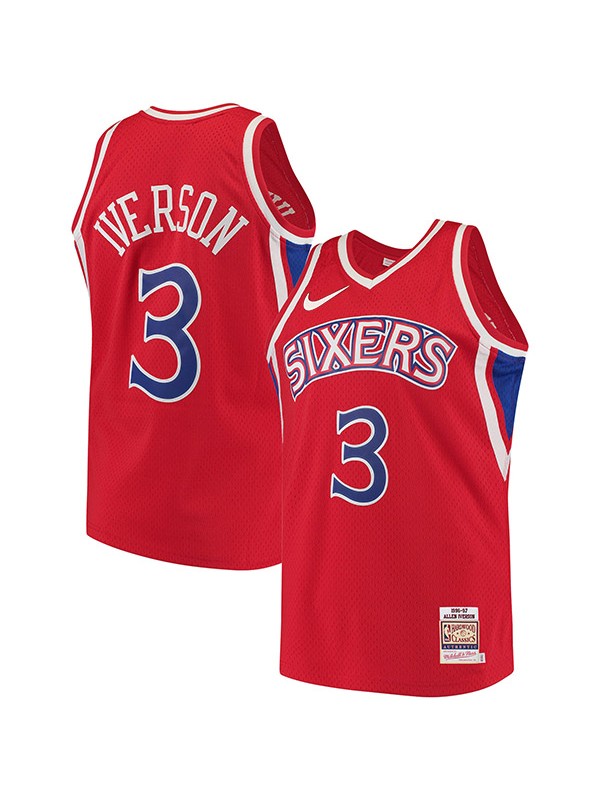 Philadelphie 76ers 3 Allen Iverson maillot rétro pour hommes édition limitée uniforme bleu maillot de basket-ball 1996-1997