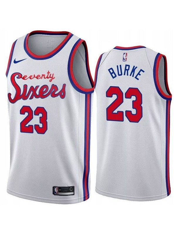 Philadelphia 76ers Trey Burke 23 jersey men's white the city basketball uniform swingman limited edition vest