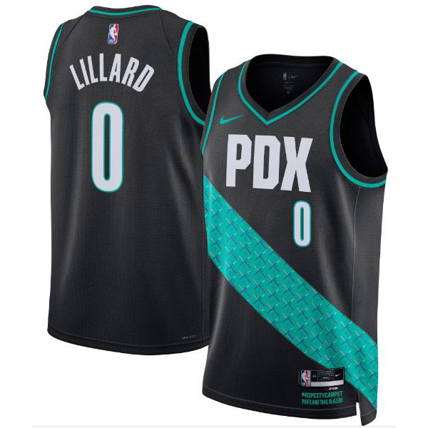 Portland Trail Blazers city edition swingman jersey 0 Damian Lillard men's black basketball kit limited shirt 2022-2023