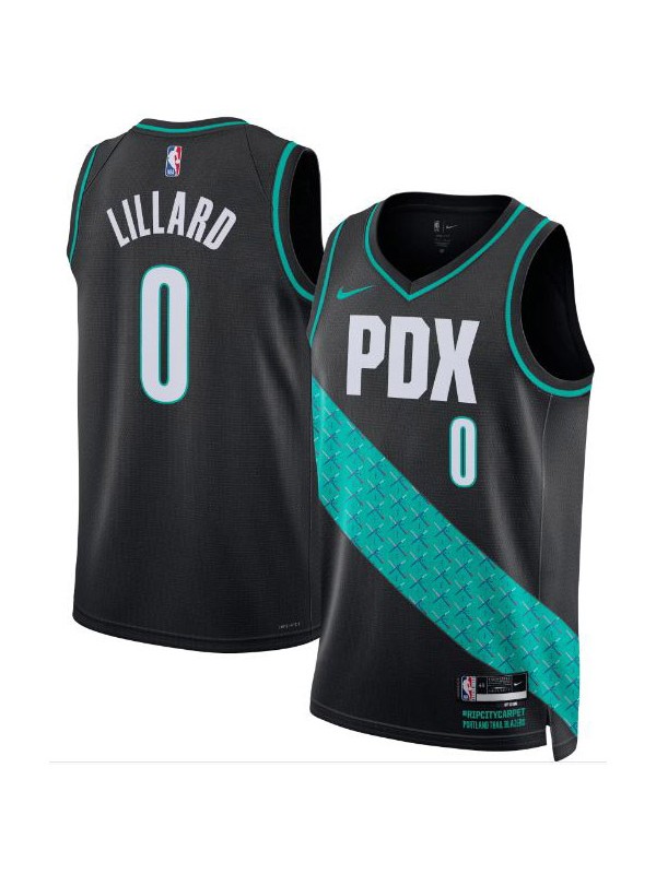 Portland Trail Blazers city edition swingman jersey 0 Damian Lillard men's black basketball kit limited shirt 2022-2023