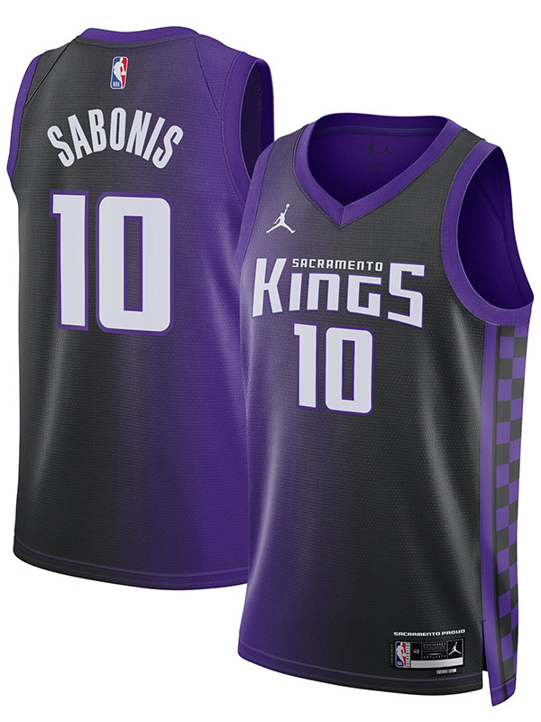 Sacramento Kings Domantas Sabonis 10 déclaration édition maillot swingman basket-ball violet édition limitée chemise 2024