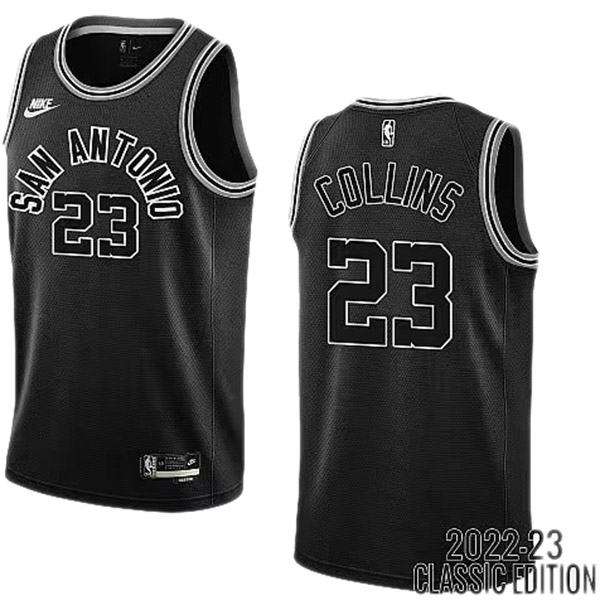 San Antonio Spurs 23 Collins maillot de basket-ball noir swingman édition limitée kit 2022-2023