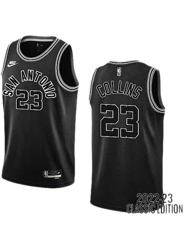 San Antonio Spurs 23 Collins maillot de basket-ball noir swingman édition limitée kit 2022-2023