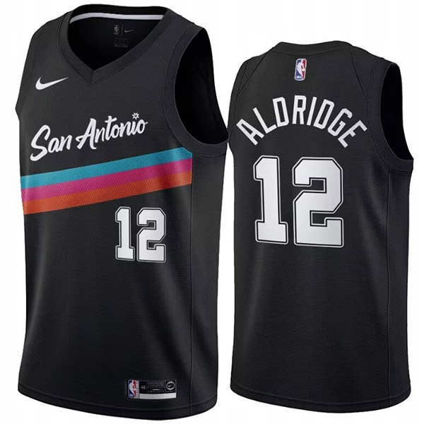 San Antonio Spurs LaMarcus Aldridge 12 maillot édition ville swingman uniforme de basket-ball noir gilet édition limitée