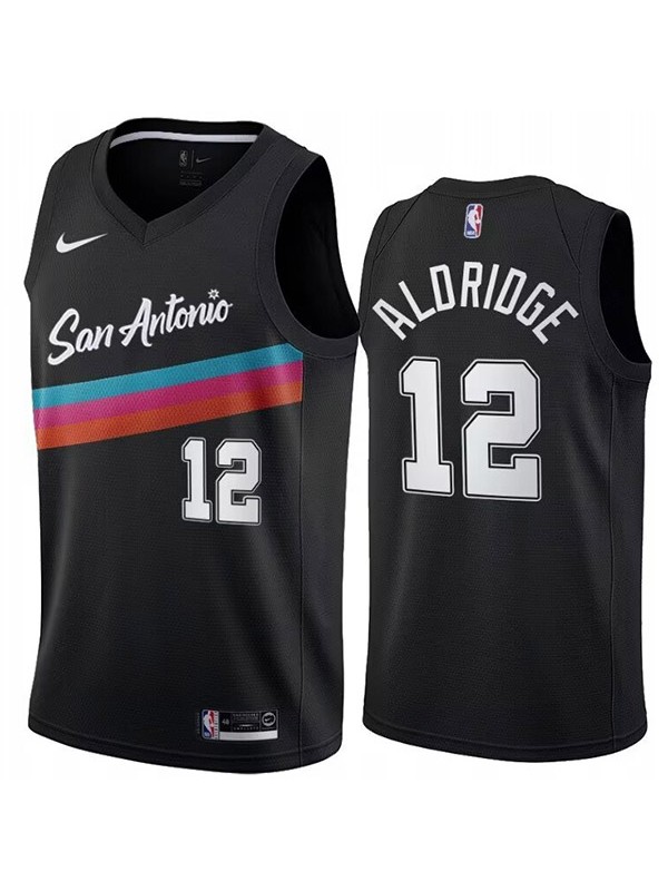 San Antonio Spurs LaMarcus Aldridge 12 maillot édition ville swingman uniforme de basket-ball noir gilet édition limitée