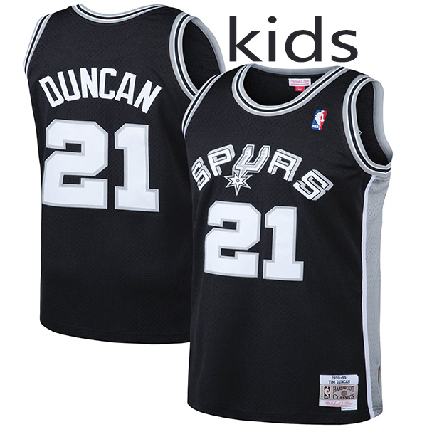 San Antonio Spurs Tim Duncan 21 kids city edition swingman retro jersey youth black uniform children basketball limited vest