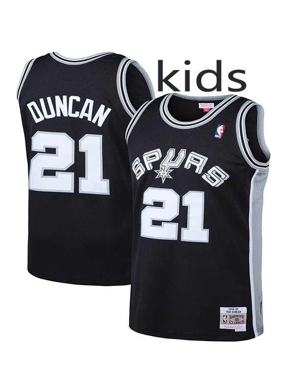 San Antonio Spurs Tim Duncan 21 kids city edition swingman retro jersey youth black uniform children basketball limited vest