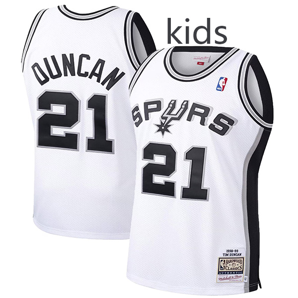 San Antonio Spurs Tim Duncan 21 kids city edition swingman retro jersey youth white uniform children basketball limited vest