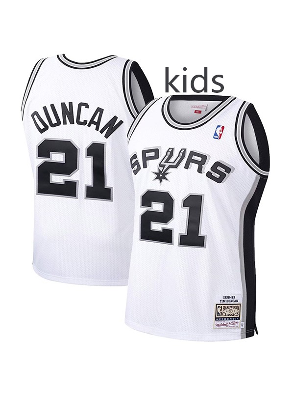 San Antonio Spurs Tim Duncan 21 kids city edition swingman retro jersey youth white uniform children basketball limited vest