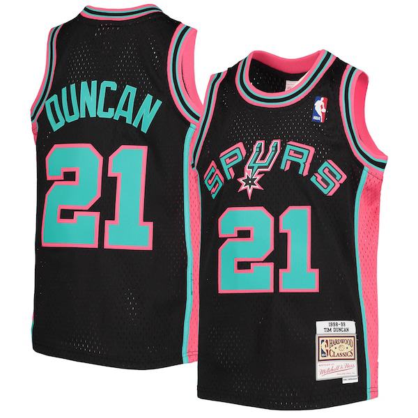 San Antonio Spurs Tim Duncan 21 retro jersey hardwood classics reload jersey men's edition swingman jersey Nba vest black 1998-1999