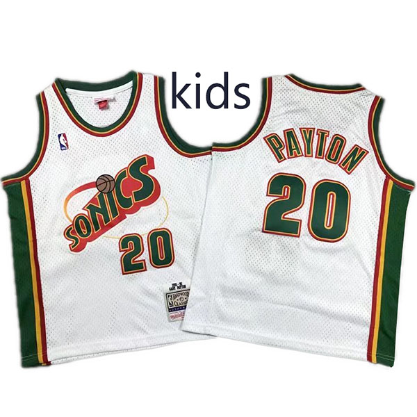 Seattle SuperSonics Gary Payton 20 kids city edition swingman retro jersey youth uniform children white basketball limited vest