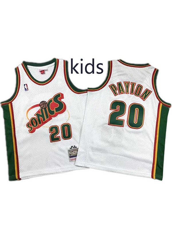 Seattle SuperSonics Gary Payton 20 kids city edition swingman retro jersey youth uniform children white basketball limited vest