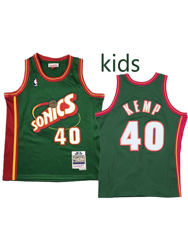 Seattle SuperSonics Shawn Kemp 40 kids city edition swingman retro jersey youth uniform children green basketball limited vest