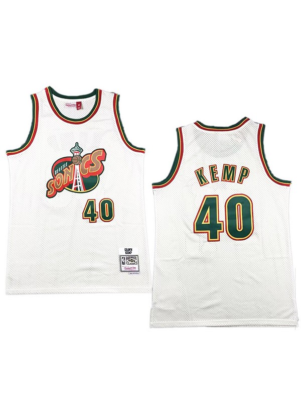 Seattle Supersonics Shawn Kemp 40 maillot rétro édition ville swingman uniforme gilet de basket-ball kit limité chemise blanche