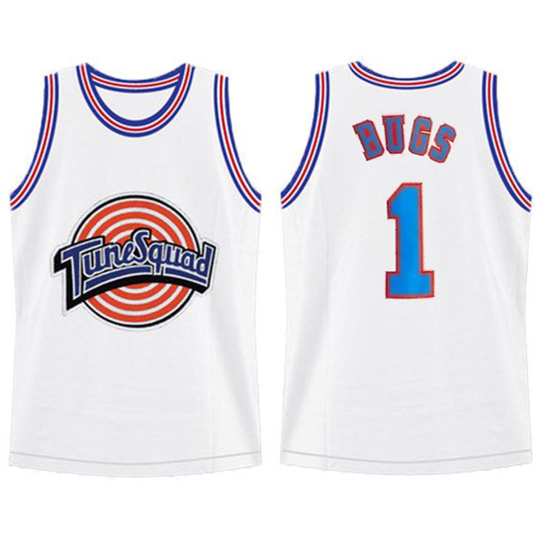 Space Jam Jersey Bugs 1 D Duck Movie Tune Squad Bugs Basketball Top Chemise Blanche 2023