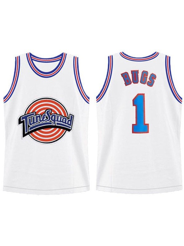 Space Jam Jersey Bugs 1 D Duck Movie Tune Squad Bugs Basketball Top Chemise Blanche 2023